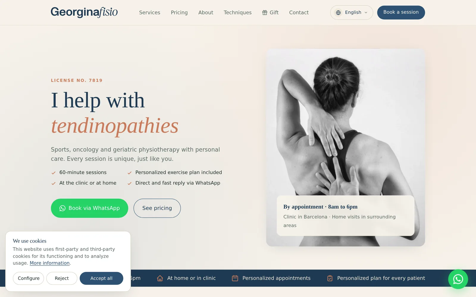 Georgina Fisio website homepage
